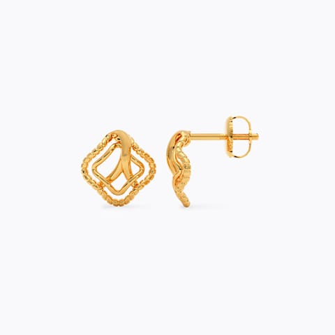 Simple Beam Gold Stud Earrings