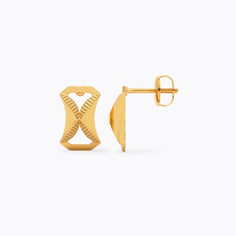 Radiant Square Gold Stud Earrings