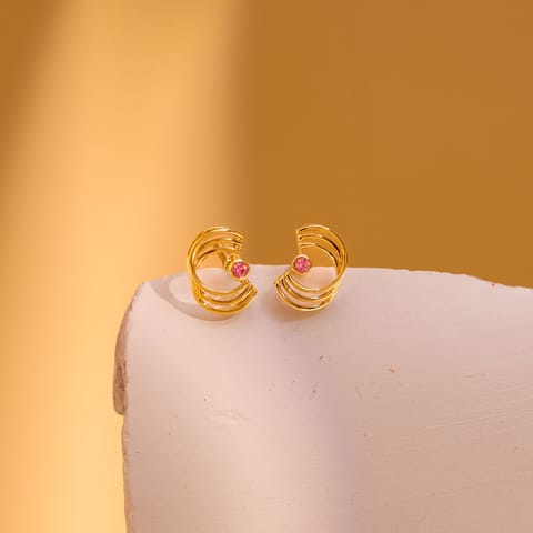 Ruby Ruffle Gemstone Stud Earrings