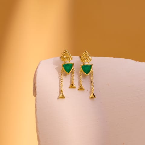 Trinity Green Gemstone Drop Earrings