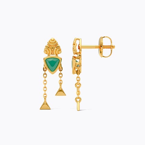Trinity Green Gemstone Drop Earrings