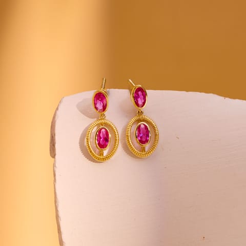 Orbital Ruby Gemstone Drop Earrings