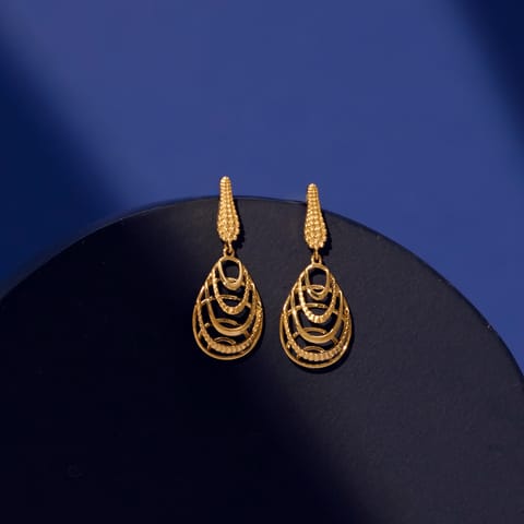 Lattice Pear Gold Drop Earrings