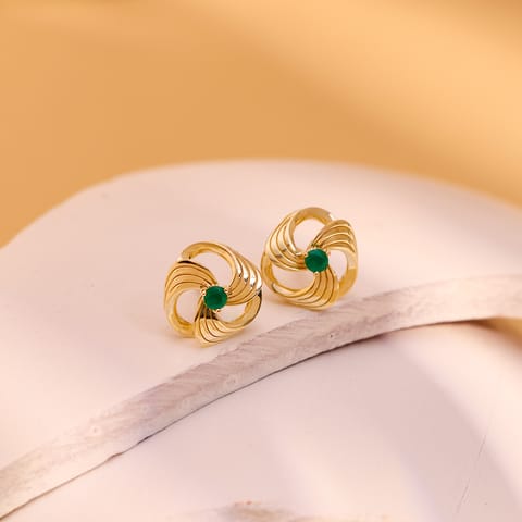 Green Spiral Gemstone Stud Earrings