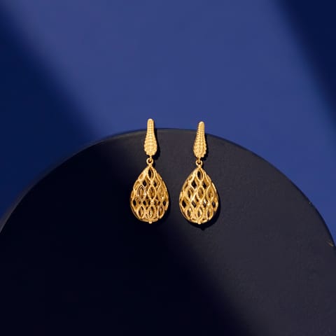 Trellis Pear Gold Drop Earrings