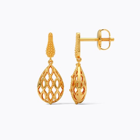 Trellis Pear Gold Drop Earrings