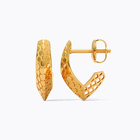 Hive Mesh Gold Hoop Earrings