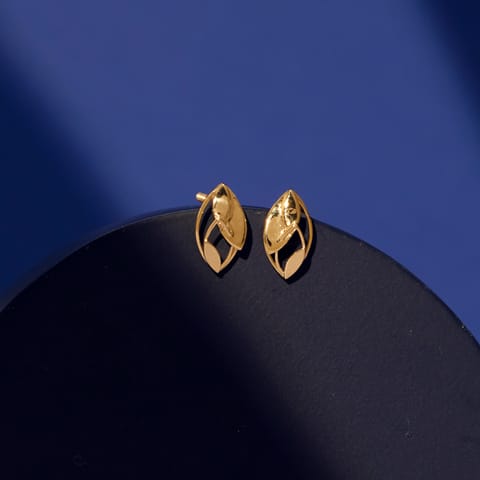 Marquise Cutout Gold Stud Earrings