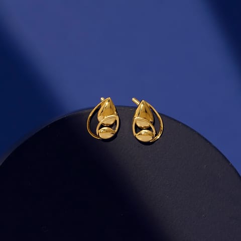 Gold Earrings 14 Karat Yellow Gold Pear Glint Gold Stud Earrings