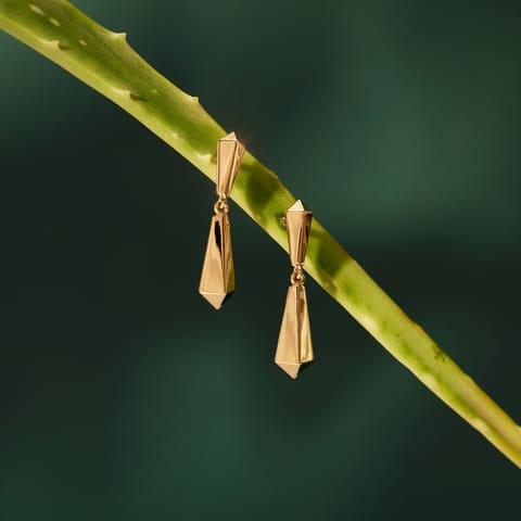 Rippled Canopy Gold Drop Earrings