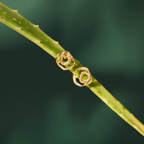 Swirling Muse Gold Stud Earrings