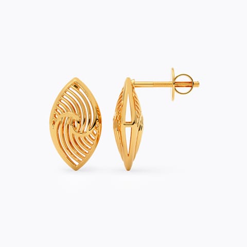 Marquise Weave Gold Stud Earrings