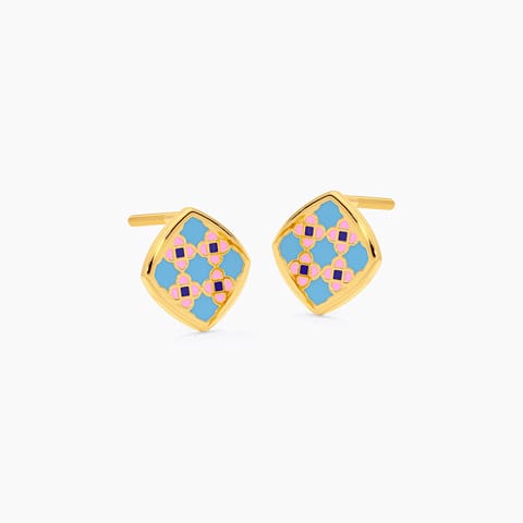 Tile Tales Gold Stud Earrings