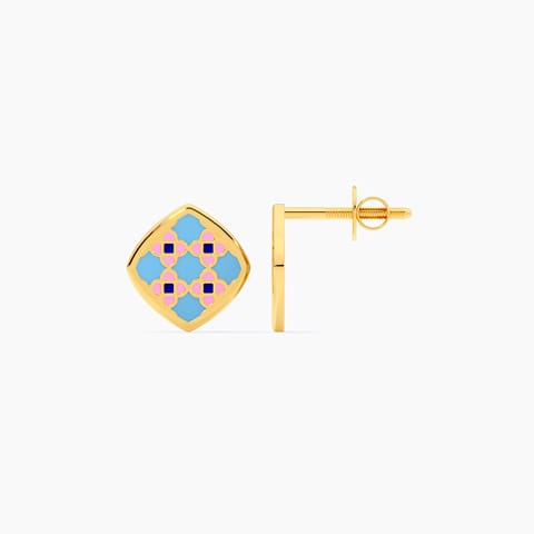 Tile Tales Gold Stud Earrings