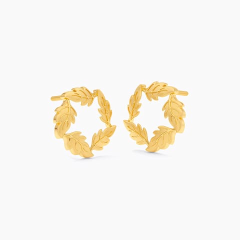 Looping Leaves 9KT Gold Stud Earrings