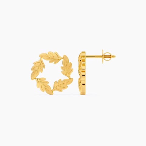 Looping Leaves 9KT Gold Stud Earrings
