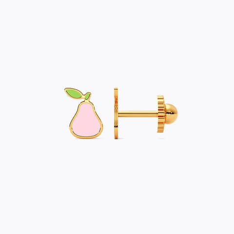 Pink Pear 9KT Gold Stud Earrings for Kids Pink Pear 9KT Gold Stud Earrings for Kids