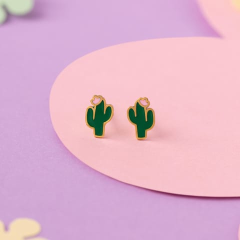 Cactus 9KT Gold Stud Earrings for Kids