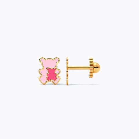 Pink Teddy 9KT Gold Stud Earrings for Kids Pink Teddy 9KT Gold Stud Earrings for Kids