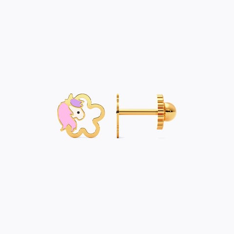 Blooming Unicorn 9KT Gold Stud Earrings for Kids Blooming Unicorn 9KT Gold Stud Earrings for Kids
