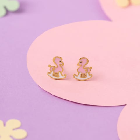 Rocking Duck 9KT Gold Stud Earrings for Kids