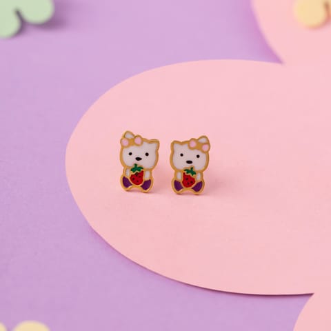 Kitty 9KT Gold Stud Earrings for Kids