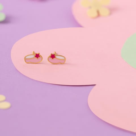 Princess Shoe 9KT Gold Stud Earrings for Kids