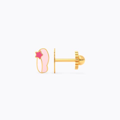 Princess Shoe 9KT Gold Stud Earrings for Kids