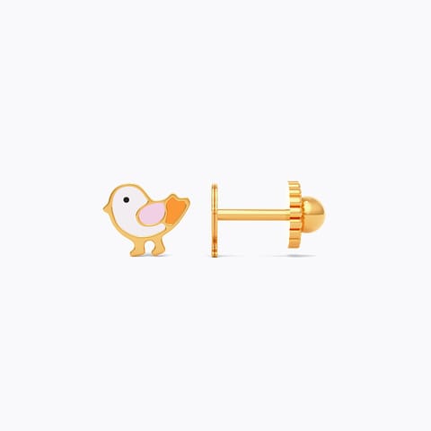 Pink Birdie 9KT Gold Stud Earrings for Kids Pink Birdie 9KT Gold Stud Earrings for Kids