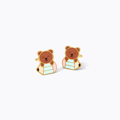 Teddy 9KT Gold Stud Earrings for Kids