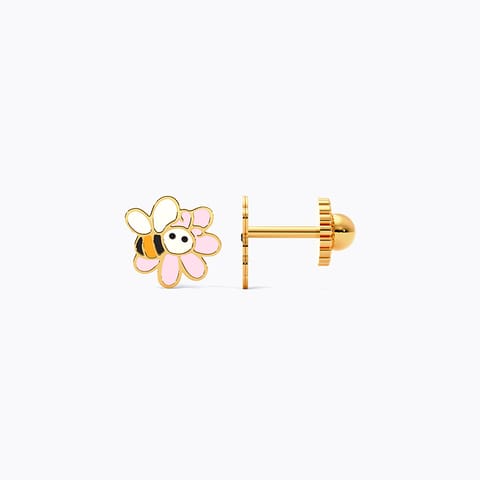 Bee & Flower 9KT Gold Stud Earrings for Kids Bee & Flower 9KT Gold Stud Earrings for Kids