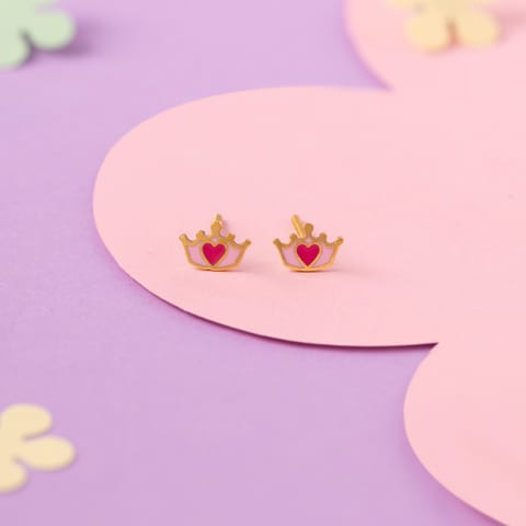 Princess Tiara 9KT Gold Stud Earrings for Kids Princess Tiara 9KT Gold Stud Earrings for Kids