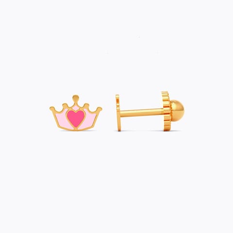 Princess Tiara 9KT Gold Stud Earrings for Kids Princess Tiara 9KT Gold Stud Earrings for Kids