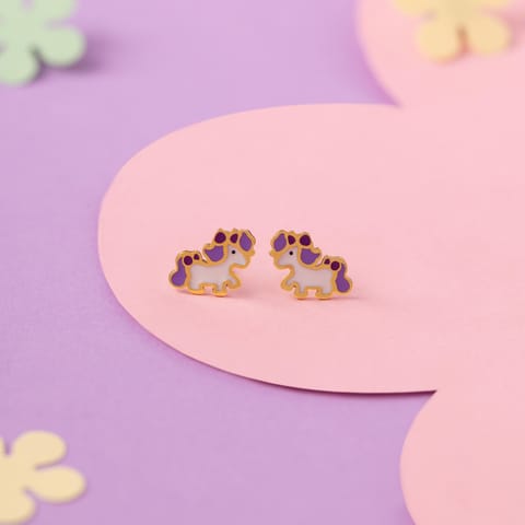 Unicorn Magic 9KT Gold Stud Earrings for Kids
