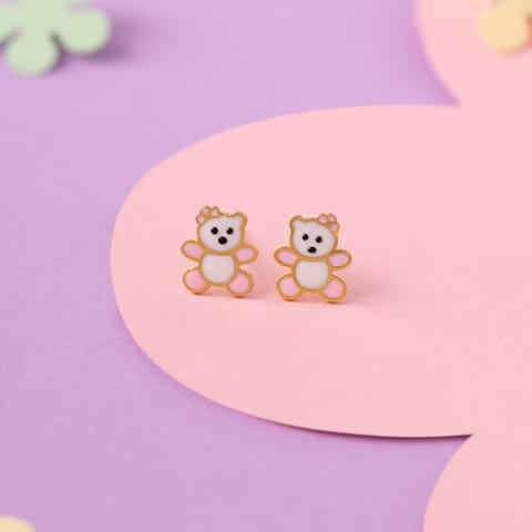 Tiny Bear 9KT Gold Stud Earrings for Kids