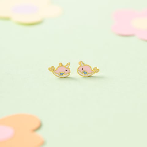 Whale 9KT Gold Stud Earrings for Kids