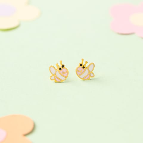 Buzzing Bee 9KT Gold Stud Earrings for Kids
