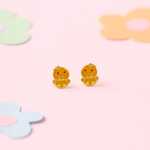 Duck  Miniature 9KT Gold Stud Earrings for Kids