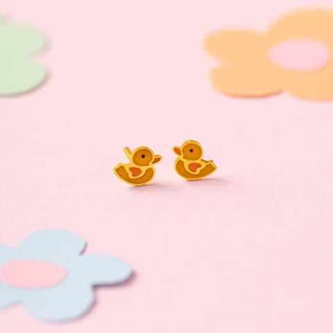 Duckling 9KT Gold Stud Earrings for Kids