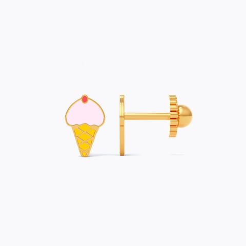 Strawberry Icecream 9KT Gold Stud Earrings for Kids Strawberry Icecream 9KT Gold Stud Earrings for Kids