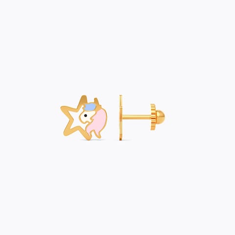 Twinkling Unicorn 9KT Gold Stud Earrings for Kids Twinkling Unicorn 9KT Gold Stud Earrings for Kids