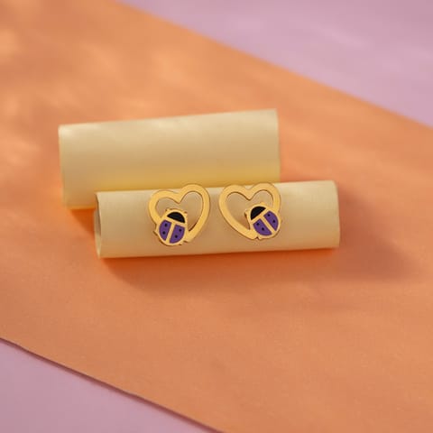 Lady Bug Love 9KT Gold Stud Earrings for Kids