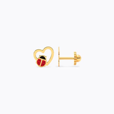 Beetle 9KT Gold Stud Earrings for Kids