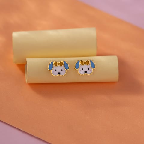 Puppy Face 9KT Gold Stud Earrings for Kids