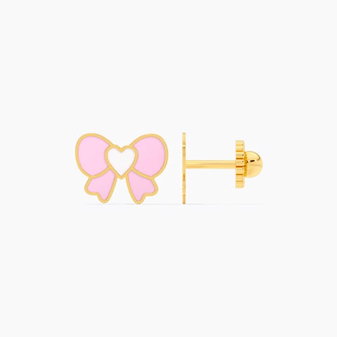 Cute Bow 9KT Gold Stud Earrings for Kids