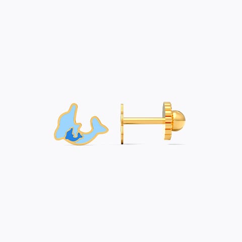 Dolphin Duo 9KT Gold Stud Earrings for Kids