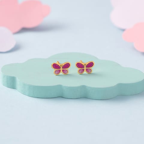 Floral Butterfly 9KT Gold Stud Earrings for Kids Floral Butterfly 9KT Gold Stud Earrings for Kids