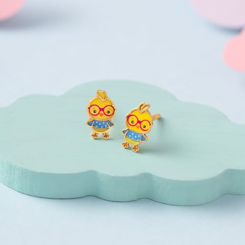 Duck with Specs 9KT Gold Stud Earrings for Kids Duck with Specs 9KT Gold Stud Earrings for Kids