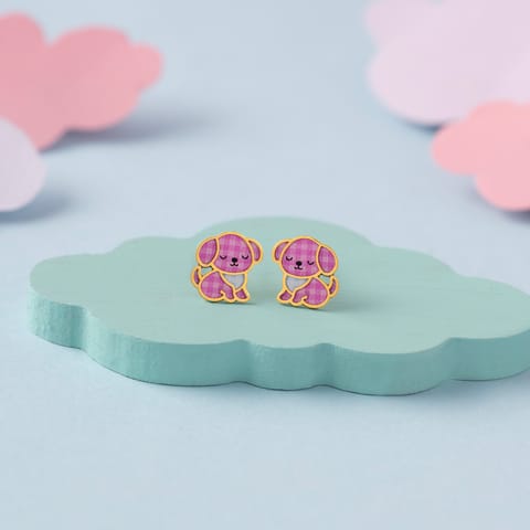 Pretty Puppy 9KT Gold Stud Earrings for Kids