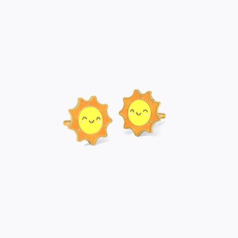 Sun 9KT Gold Stud Earrings for Kids